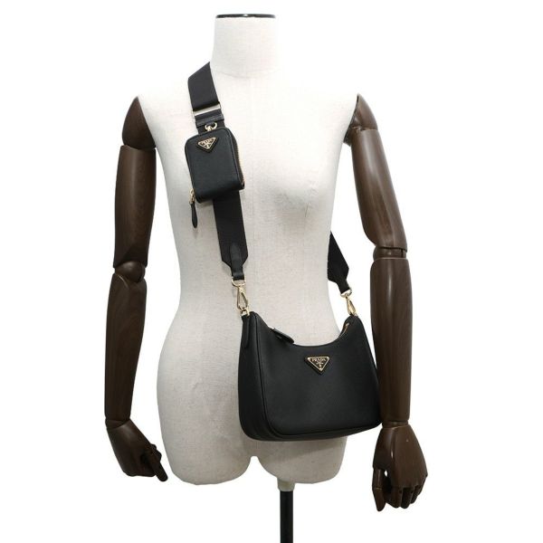 プラダ ショルダーバッグ Re-Edition 2005 サフィアーノレザー 1BH204 PRADA 2wayバッグ 黒