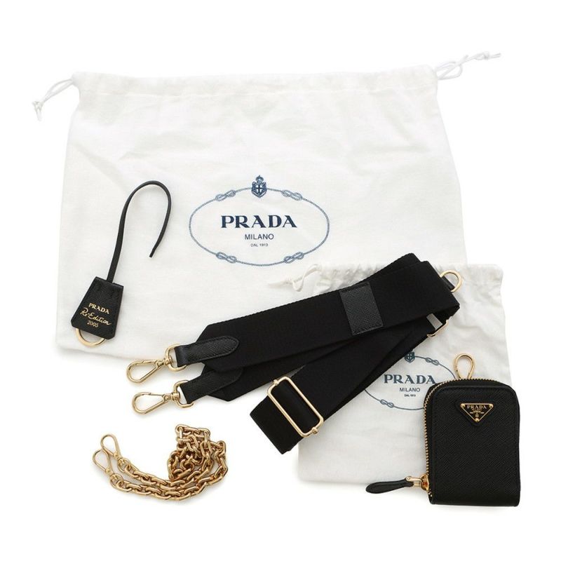 プラダ ショルダーバッグ Re-Edition 2005 サフィアーノレザー 1BH204 PRADA 2wayバッグ 黒