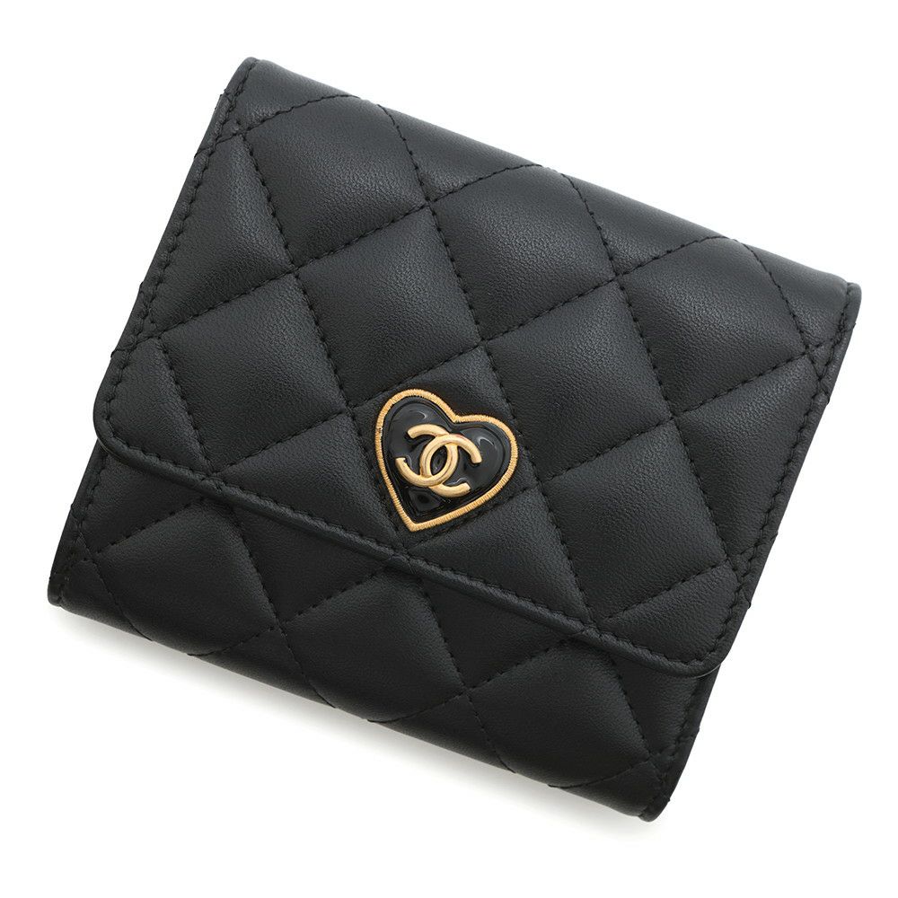 シャネル 三つ折り財布 マトラッセ ハートココ スモール フラップ  