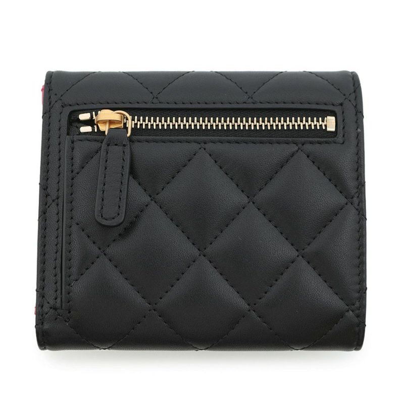シャネル 三つ折り財布 マトラッセ ハートココ スモール フラップ ウォレット ラムスキン AP3392 CHANEL 黒