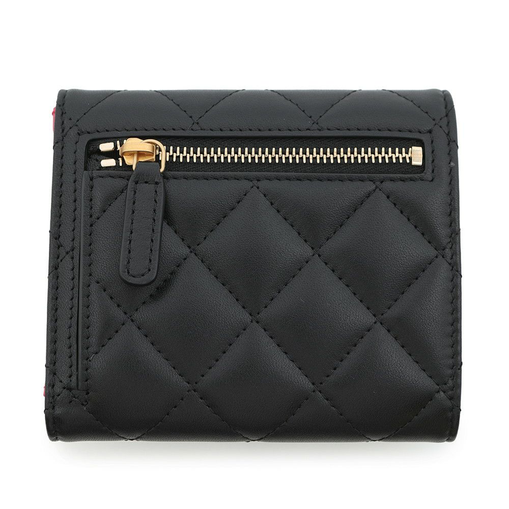 シャネル 三つ折り財布 マトラッセ ハートココ スモール フラップ ウォレット ラムスキン AP3392 CHANEL 黒