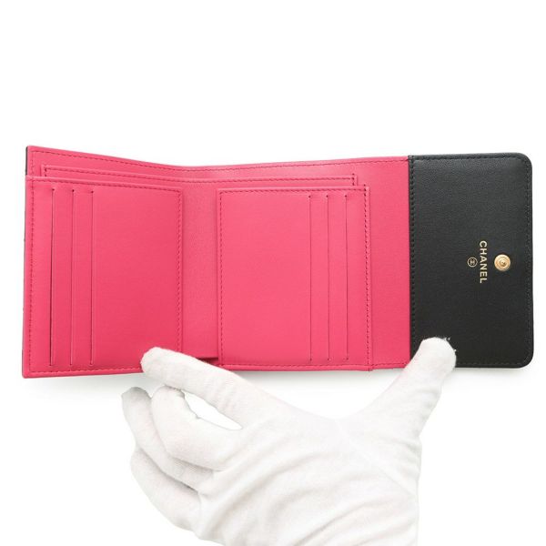 シャネル 三つ折り財布 マトラッセ ハートココ スモール フラップ ウォレット ラムスキン AP3392 CHANEL 黒