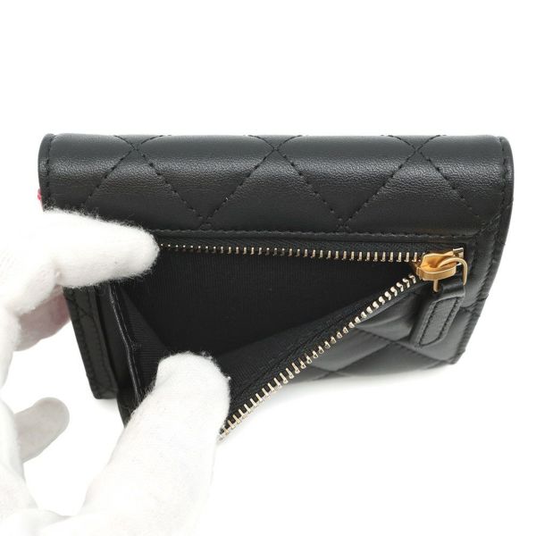 シャネル 三つ折り財布 マトラッセ ハートココ スモール フラップ ウォレット ラムスキン AP3392 CHANEL 黒