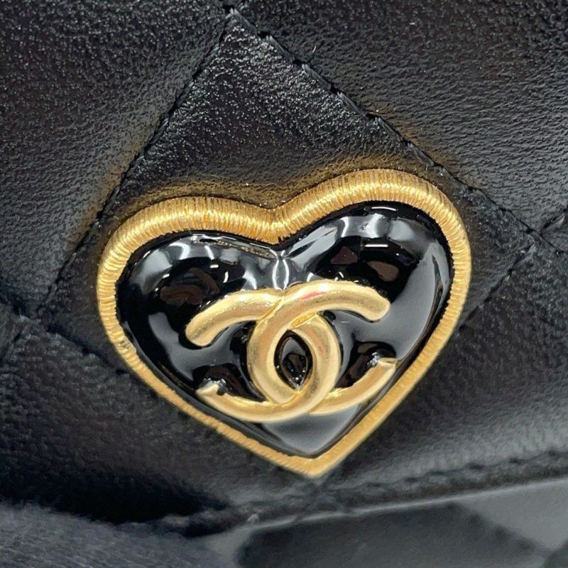シャネル 三つ折り財布 マトラッセ ハートココ スモール フラップ ウォレット ラムスキン AP3392 CHANEL 黒