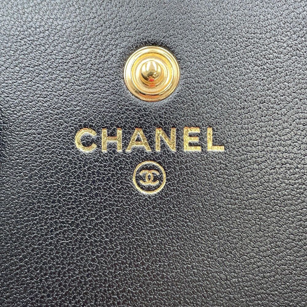 シャネル 三つ折り財布 マトラッセ ハートココ スモール フラップ ウォレット ラムスキン AP3392 CHANEL 黒