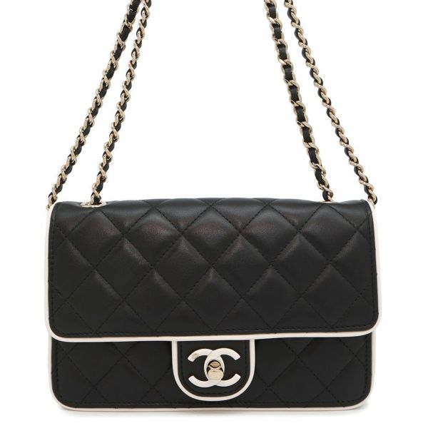 シャネル チェーンウォレット マトラッセ ココマーク Wチェーン ラムスキン AP4511 CHANEL 財布 黒