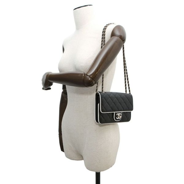 シャネル チェーンウォレット マトラッセ ココマーク Wチェーン ラムスキン AP4511 CHANEL 財布 黒