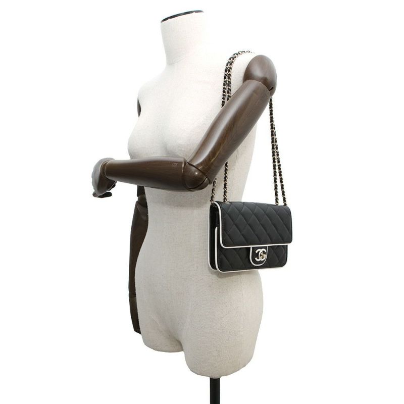 シャネル チェーンウォレット マトラッセ ココマーク Wチェーン ラムスキン AP4511 CHANEL 財布 黒