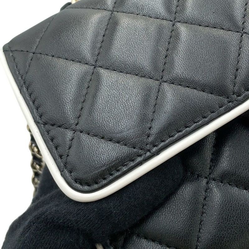 シャネル チェーンウォレット マトラッセ ココマーク Wチェーン ラムスキン AP4511 CHANEL 財布 黒