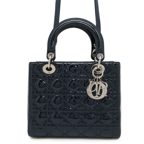 ディオール ハンドバッグ カナージュ レディディオール ミディアム パテント VRB44551 2way