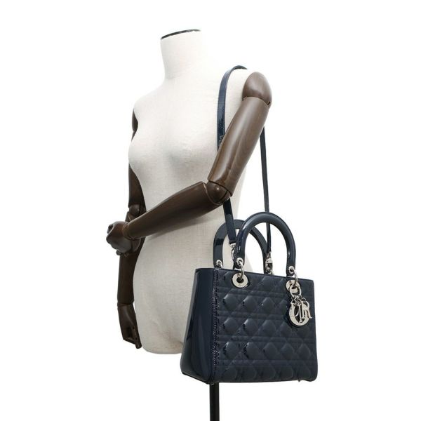 ディオール ハンドバッグ カナージュ レディディオール ミディアム パテント VRB44551 2way