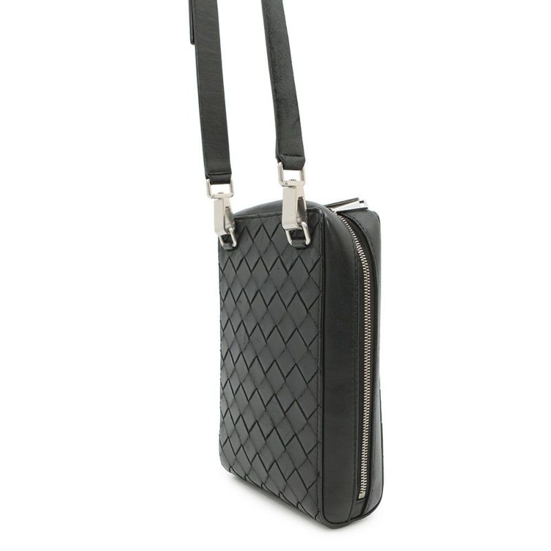 ボッテガヴェネタ ショルダーバッグ イントレチャート レザー 592692 BOTTEGA VENETA 黒