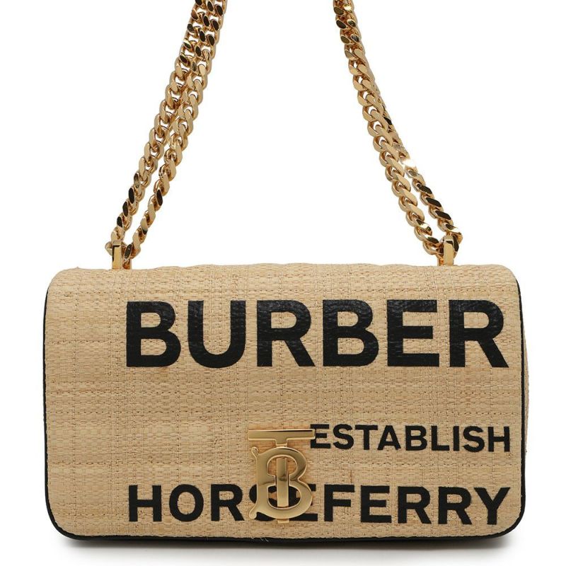 バーバリー チェーンショルダーバッグ ホースフェリープリント スモール ローラ ラフィア 8030229 BURBERRY