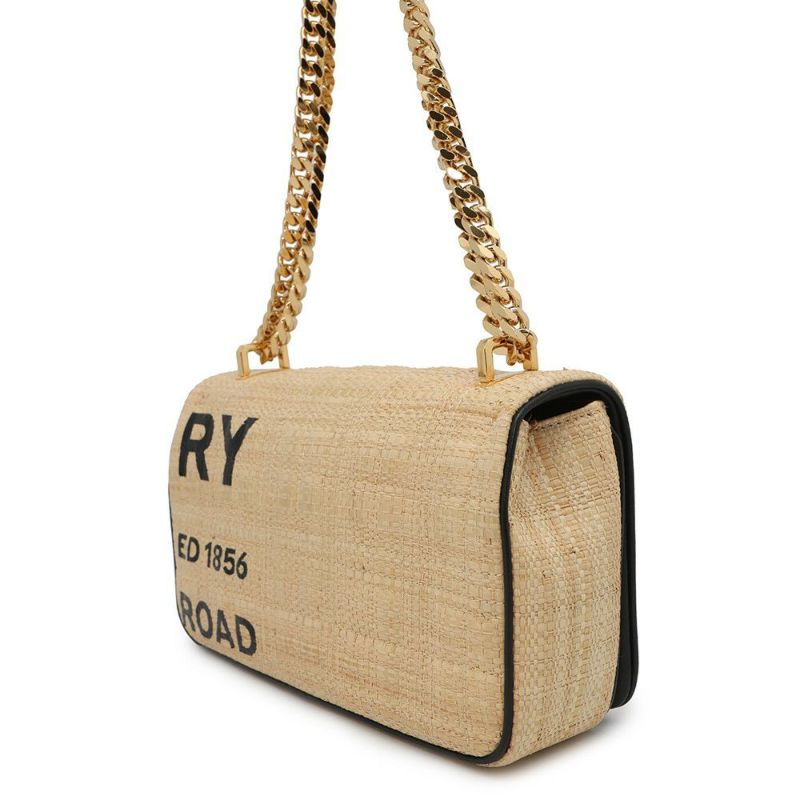 バーバリー チェーンショルダーバッグ ホースフェリープリント スモール ローラ ラフィア 8030229 BURBERRY