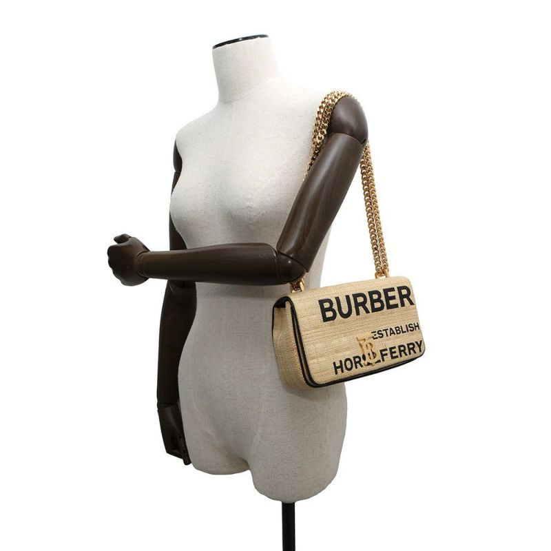 バーバリー チェーンショルダーバッグ ホースフェリープリント スモール ローラ ラフィア 8030229 BURBERRY