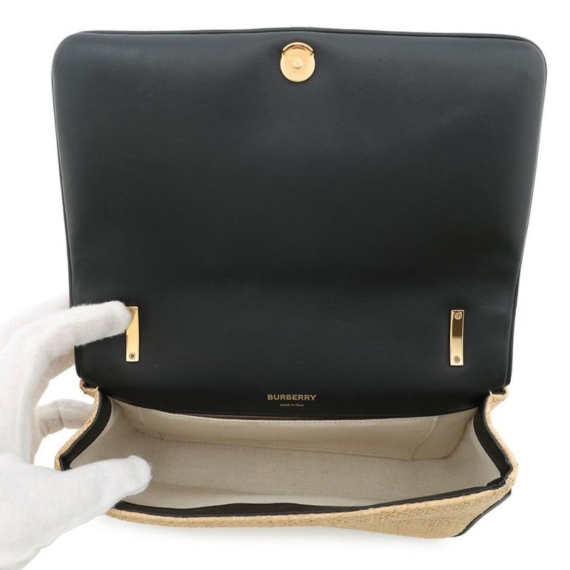 バーバリー チェーンショルダーバッグ ホースフェリープリント スモール ローラ ラフィア 8030229 BURBERRY