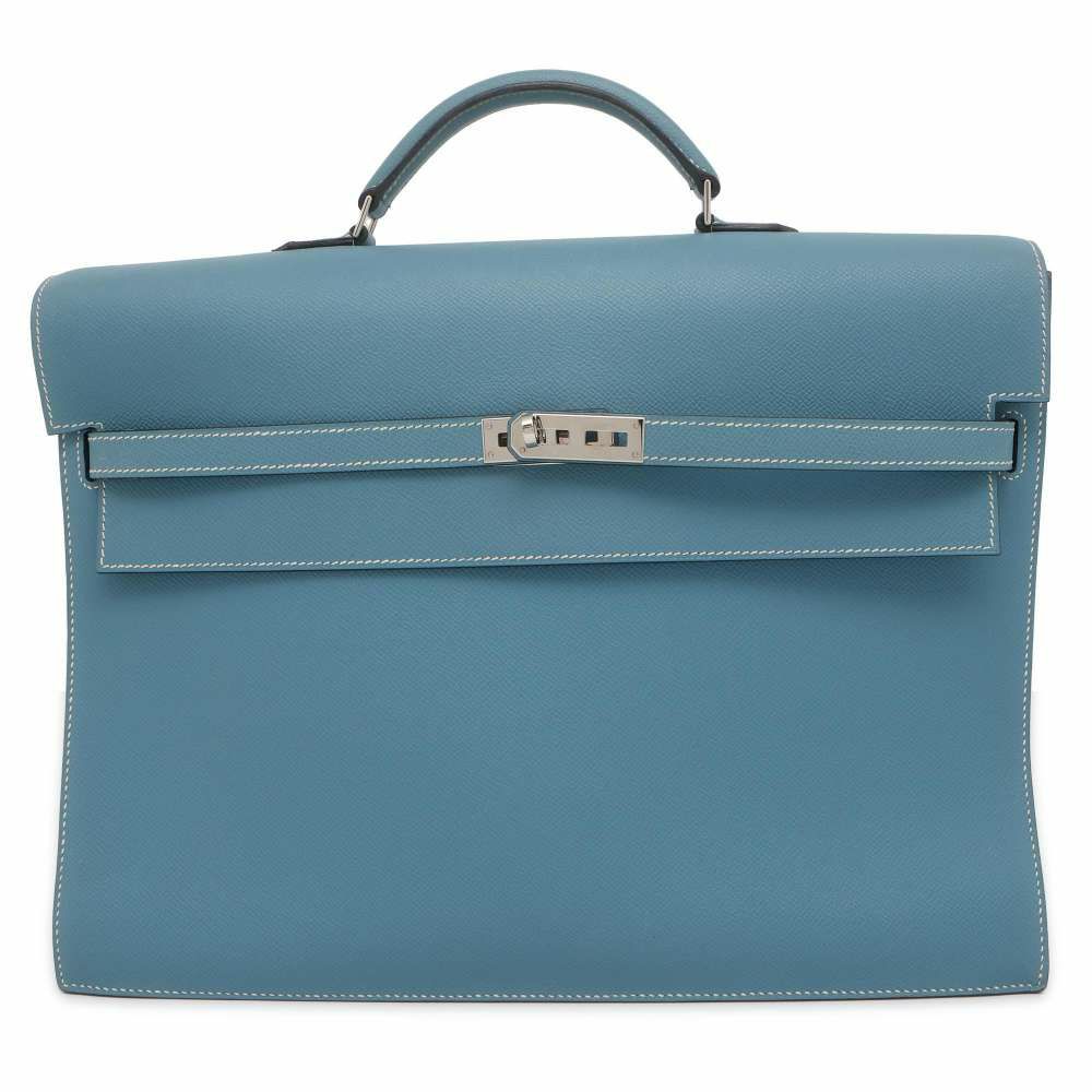 エルメス ケリーデペッシュ 38 外縫い ブルージーン/シルバー金具 