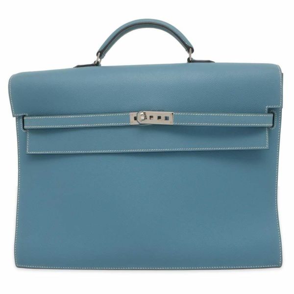 エルメス ケリーデペッシュ 38 外縫い ブルージーン/シルバー金具 ヴォーエプソン □J刻印 HERMES メンズ