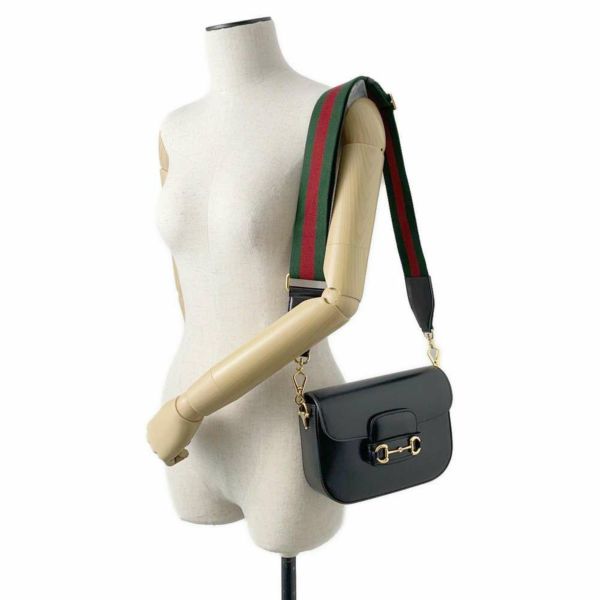 グッチ ショルダーバッグ ホースビット 1955 レザー 658574 GUCCI バッグ 斜め掛け 2way ウェブ 黒