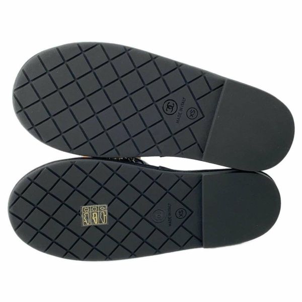 シャネル サンダル パールチェーン フラット ココマーク レザー レディースサイズXS G36005 CHANEL 靴 黒