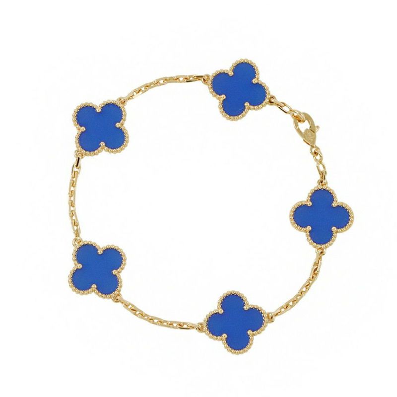 ヴァンクリーフ＆アーペル ブレスレット ヴィンテージ アルハンブラ ブレスレット 5モチーフ ブルーアゲート K18YG VCARP34900