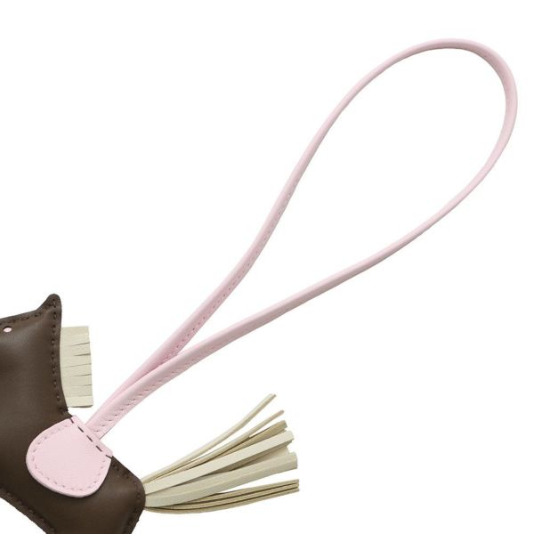 エルメス バッグチャーム ロデオ PM ショコラ/クレ/ローズダーリン ラムスキン W刻印