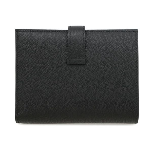 エルメス 二つ折り財布 ベアンコンパクト ブラック/シルバー金具 ヴォーマダム K刻印 黒