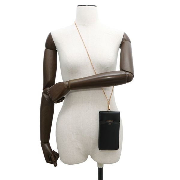 バーバリー チェーンショルダーバッグ フォンショルダーポーチ レザー BURBERRY バッグ 黒