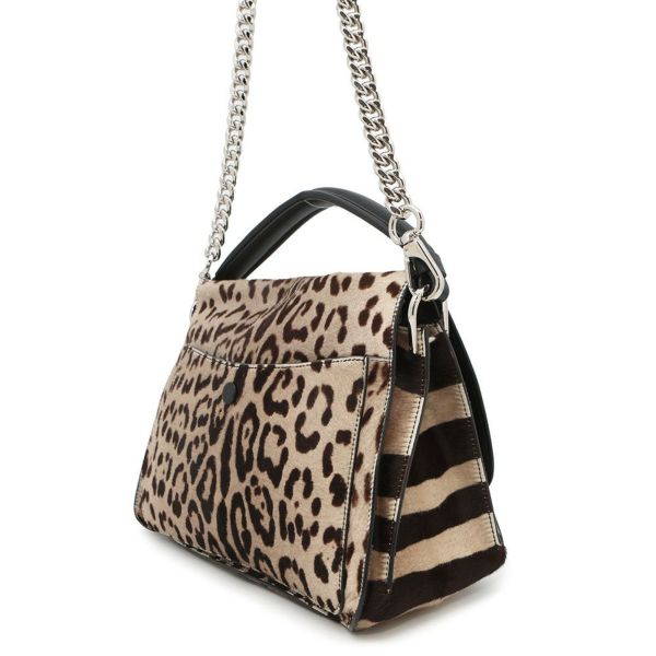 トッズ ハンドバッグ ダブルT ハラコ TOD'S 2wayショルダーバッグ レオパード ヒョウ柄 ゼブラ