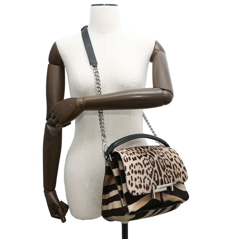 トッズ ハンドバッグ ダブルT ハラコ TOD'S 2wayショルダーバッグ レオパード ヒョウ柄 ゼブラ