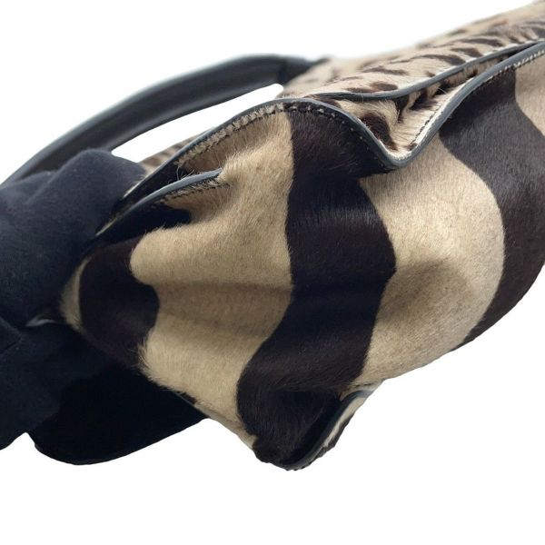 トッズ ハンドバッグ ダブルT ハラコ TOD'S 2wayショルダーバッグ レオパード ヒョウ柄 ゼブラ