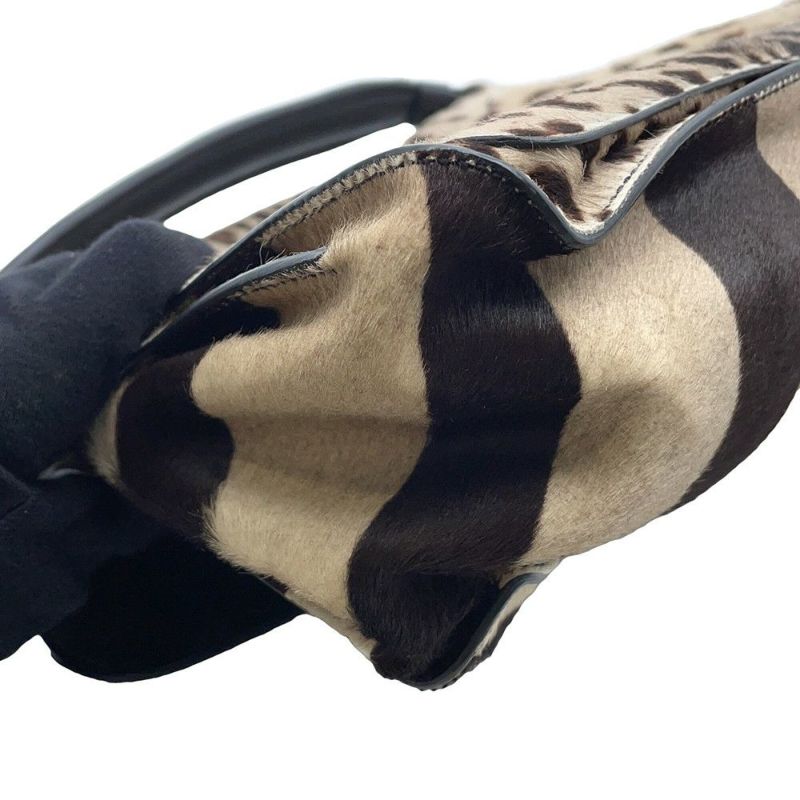 トッズ ハンドバッグ ダブルT ハラコ TOD'S 2wayショルダーバッグ レオパード ヒョウ柄 ゼブラ