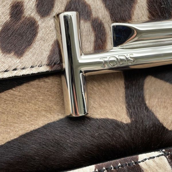 トッズ ハンドバッグ ダブルT ハラコ TOD'S 2wayショルダーバッグ レオパード ヒョウ柄 ゼブラ