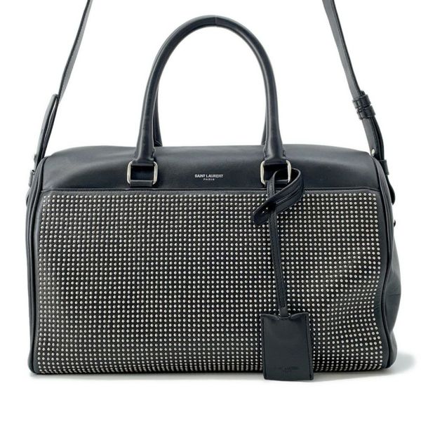 サンローランパリ ハンドバッグ クラシック・ダッフル スタッズ レザー 332424 SAINT LAURENT PARIS 2way 黒