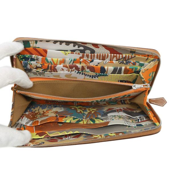 エルメス 長財布 アザップロング シルクイン ゴールド/シルバー金具 エバーカラー W刻印 財布