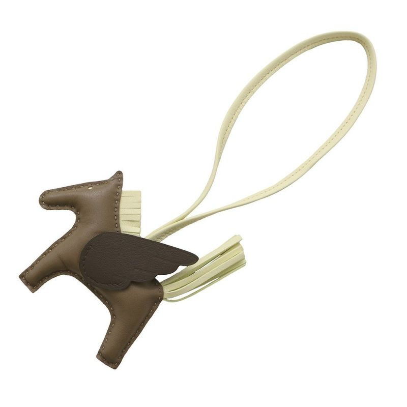 エルメス バッグチャーム ロデオPM ペガサス エトゥープ/ジョーヌミルトン/ルージュセリエ ラムスキン B刻印