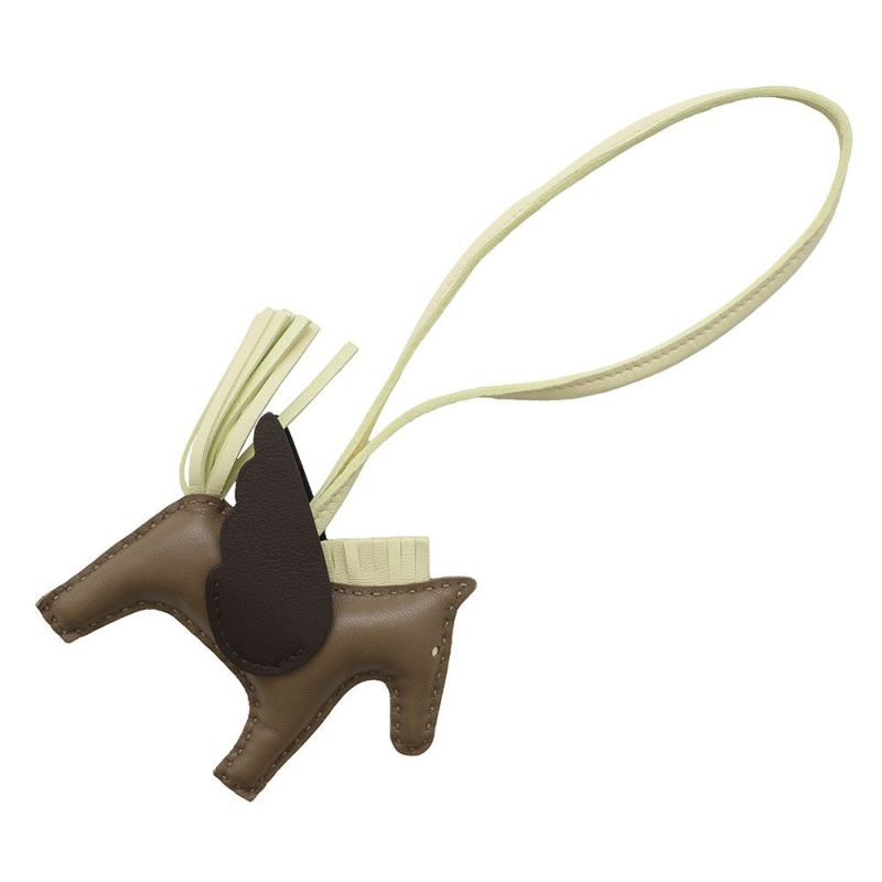 エルメス バッグチャーム ロデオPM ペガサス エトゥープ/ジョーヌミルトン/ルージュセリエ ラムスキン B刻印