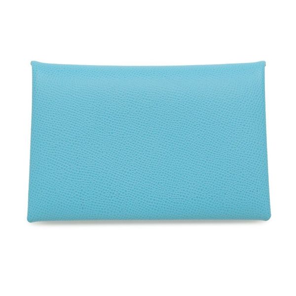 エルメス カードケース カルヴィ ブルーノール/シルバー金具 ヴォーマダム B刻印 HERMES 財布 ブルーデュノール