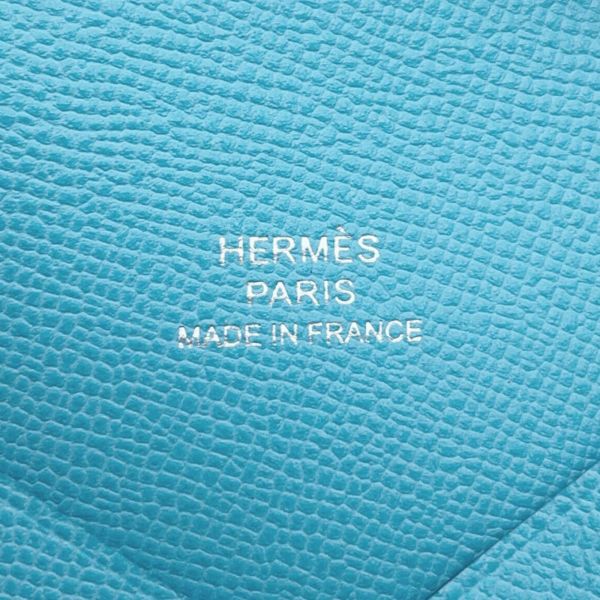 エルメス カードケース カルヴィ ブルーノール/シルバー金具 ヴォーマダム B刻印 HERMES 財布 ブルーデュノール
