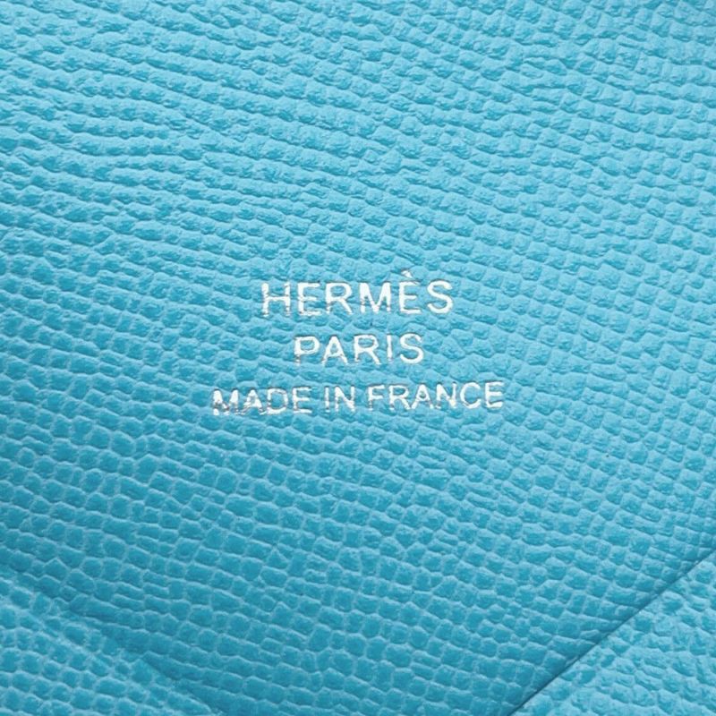 エルメス カードケース カルヴィ ブルーノール/シルバー金具 ヴォーマダム B刻印 HERMES 財布 ブルーデュノール