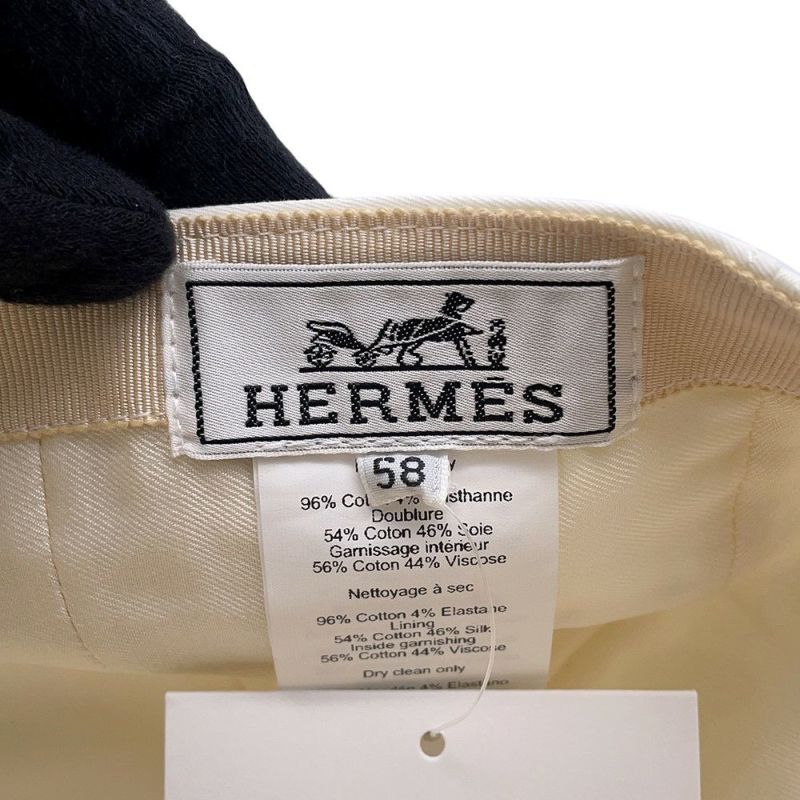 エルメス キャップ デイヴィス  エミール コットン サイズ58 HERMES デイビス 帽子 白