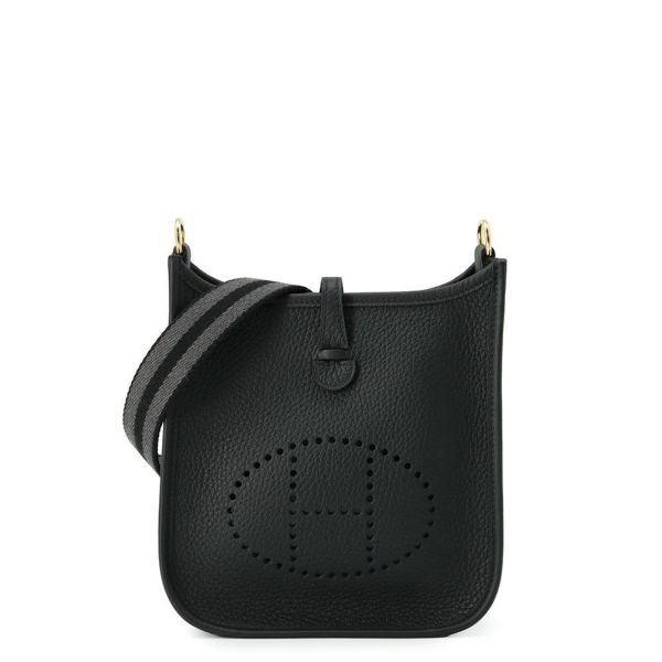 エルメス ショルダーバッグ エブリンTPM 111cm ブラック/グレー/ゴールド金具 トリヨンクレマンス W刻印 黒