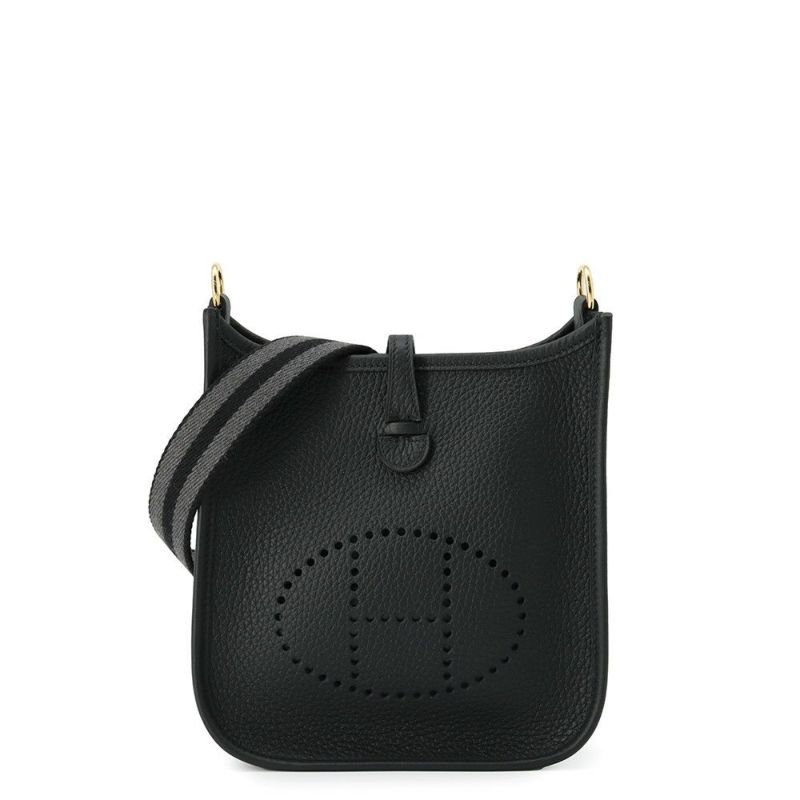 エルメス ショルダーバッグ エブリンTPM 111cm ブラック/グレー/ゴールド金具 トリヨンクレマンス W刻印 黒