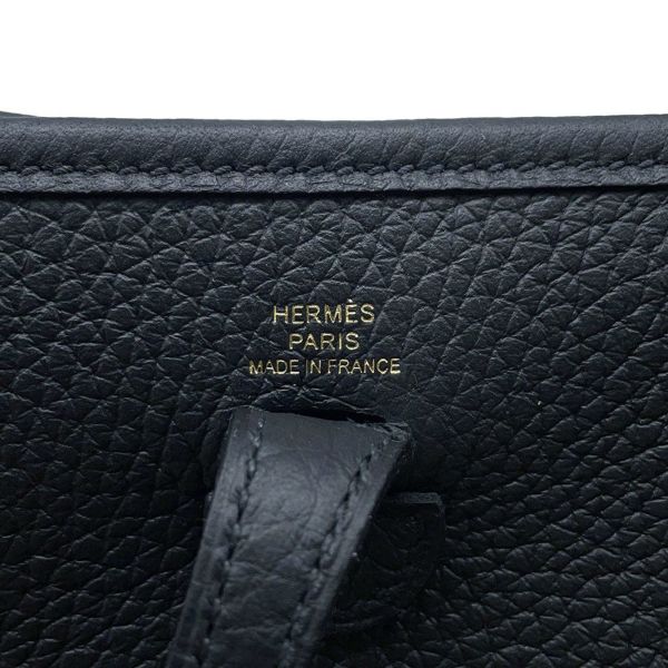 エルメス ショルダーバッグ エブリンTPM 111cm ブラック/グレー/ゴールド金具 トリヨンクレマンス W刻印 黒