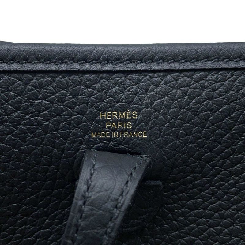 エルメス ショルダーバッグ エブリンTPM 111cm ブラック/グレー/ゴールド金具 トリヨンクレマンス W刻印 黒