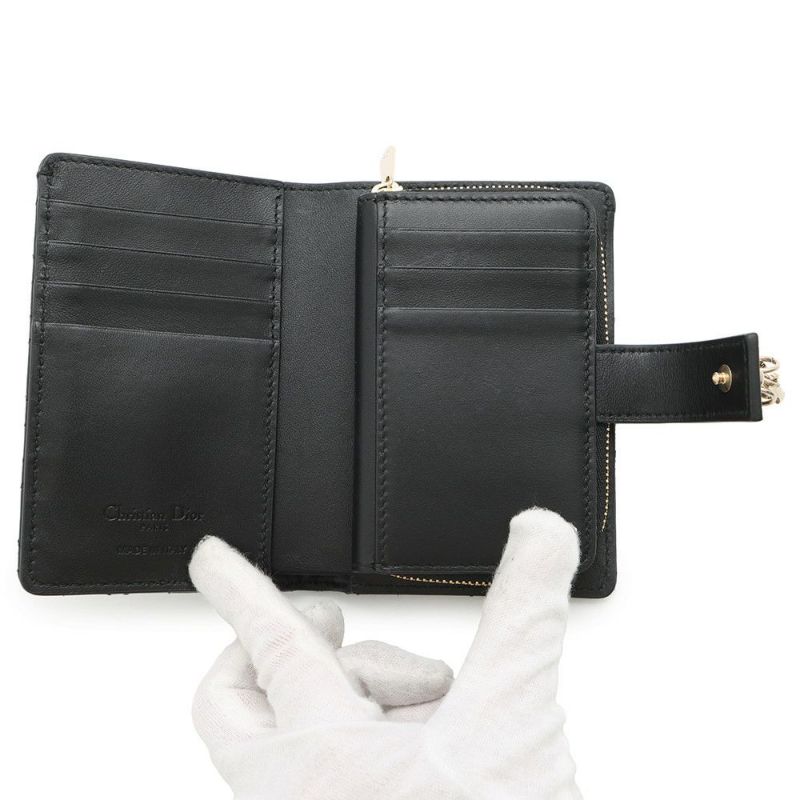 クリスチャン・ディオール 二つ折り財布 My Dior Dittany ウォレット ラムスキン S6022ONMJ Christian Dior 黒