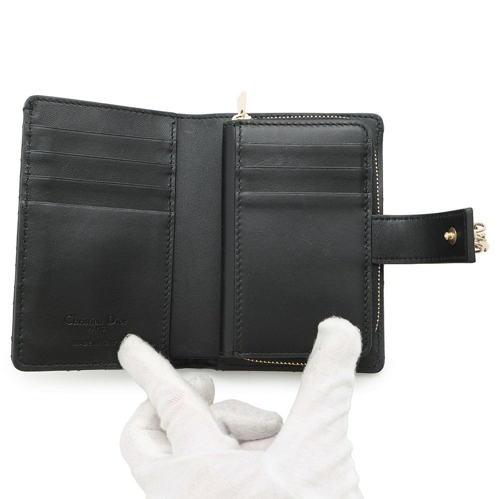 クリスチャン・ディオール 二つ折り財布 My Dior Dittany ウォレット ラムスキン S6022ONMJ Christian Dior 黒