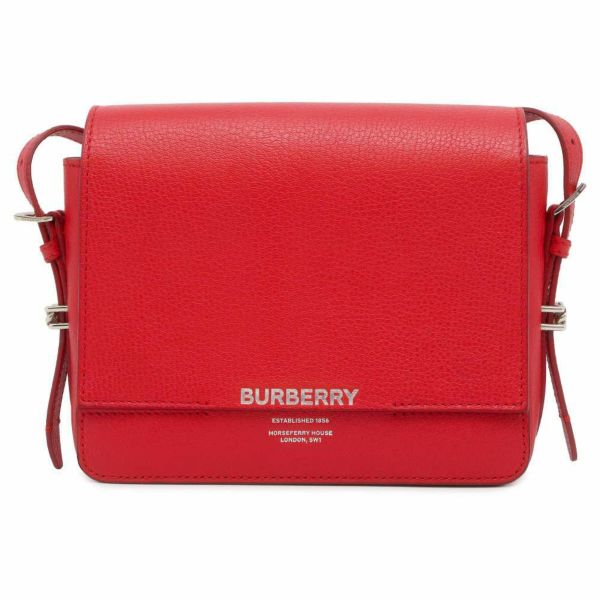 バーバリ― ショルダーバッグ ロゴ レザー BURBERRY バッグ 赤 レッド