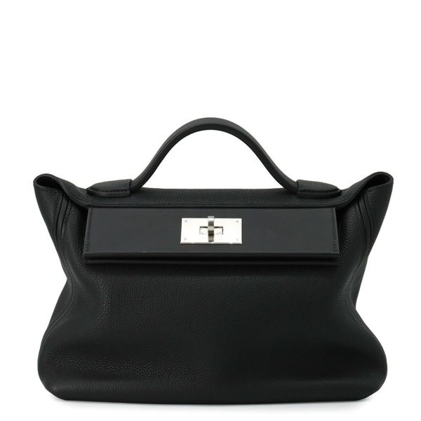 エルメス 24/24 29 サック ヴァンキャトル ブラック/シルバー金具 トゴ/スイフト Y刻印 2wayショルダー 黒