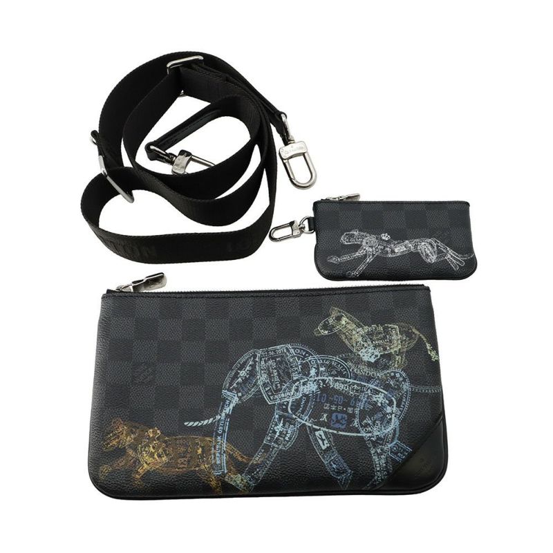 ルイヴィトン ショルダーバッグ ダミエ・グラフィット トリオ・メッセンジャー アニマル N58040 LOUIS VUITTON 黒 ブラック